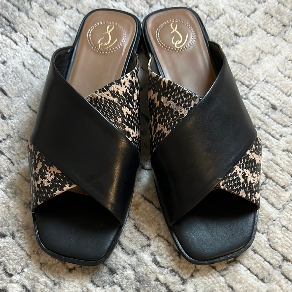 Sam Edelman Stylish Black & Snakeskin Women's Sandals